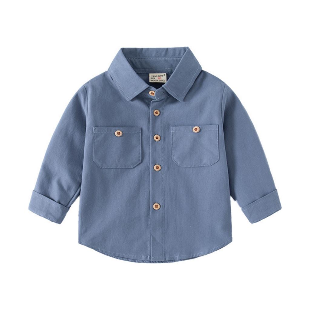 Boys' Long Sleeve Cotton Button Down Shirt Casual Comfortable Korean