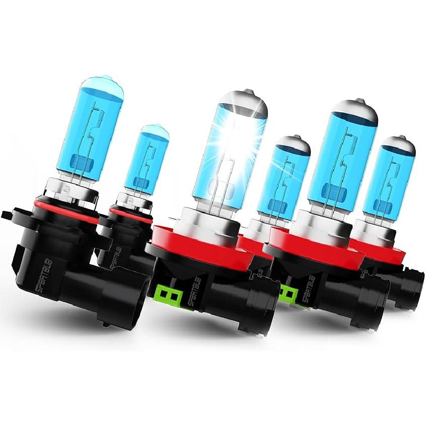 compatible with TOYOTA PRIUS 2010 2011 2012 2013 2014 2015 halogen headlight bulbs,9005/HB3/H10 High Beam + H11/H8/H9 Low Beams + h11 Fog Lights,