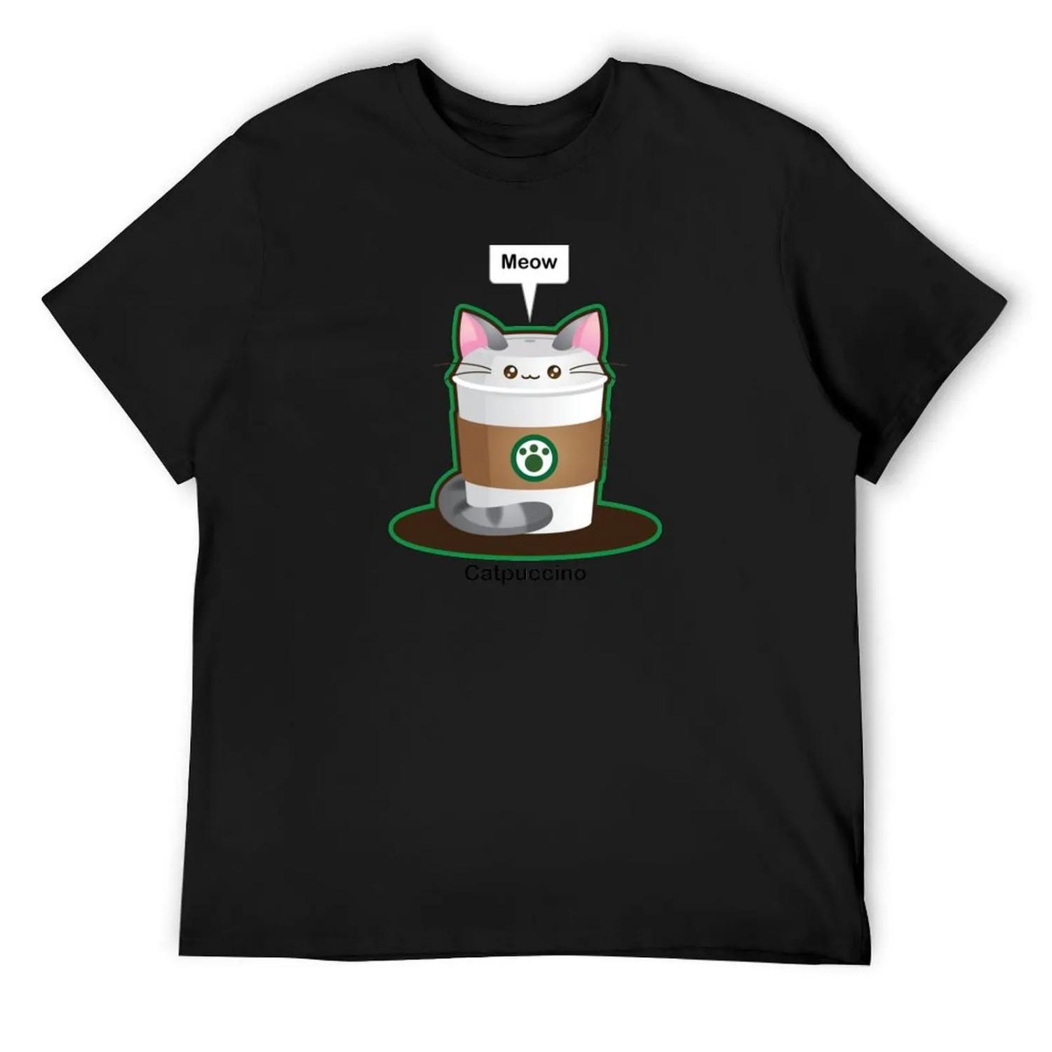 Cute Cat Coffee T-Shirt sublime Blouse animal prinfor boys Men s t-shirt XXXXXL разноцветный