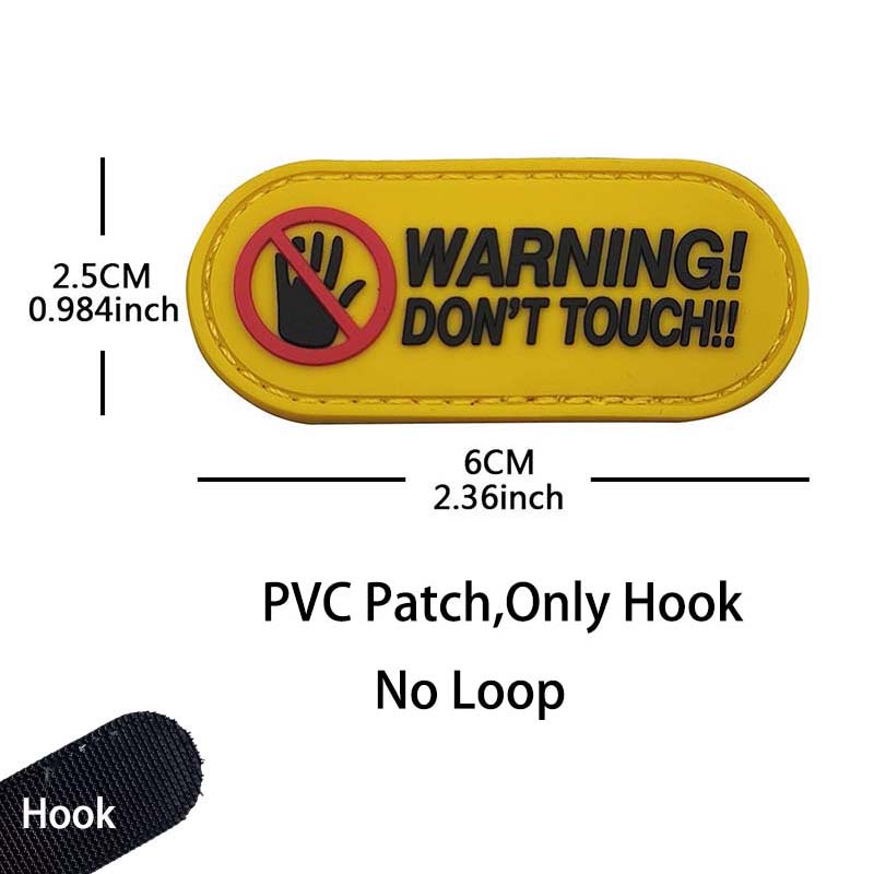 WARNING!DON'T TOUCH! PVC Applique Emblem Glow In Dark,Tactical Patch with Hook,Luminous Sticker Morale Badge For Helmet,Backpack