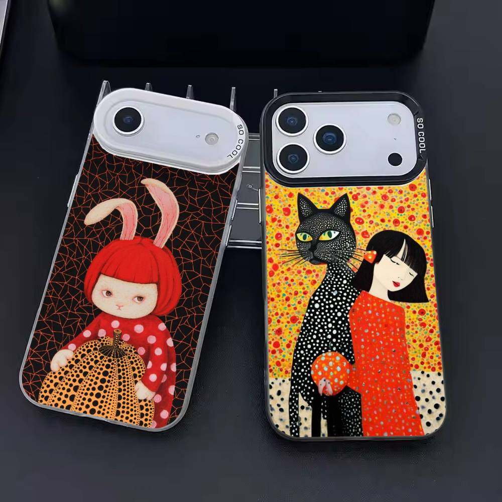 Yayoi Kusama Art Phone Case For iPhone 17,16,15,14,13,12,11,Pro Max,Plus Candy Silver Cover