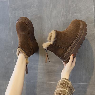 Winter New Velvet Fashion Casual Style Versatile Trend Rear Zipper Women's Boots Snow Boots Women