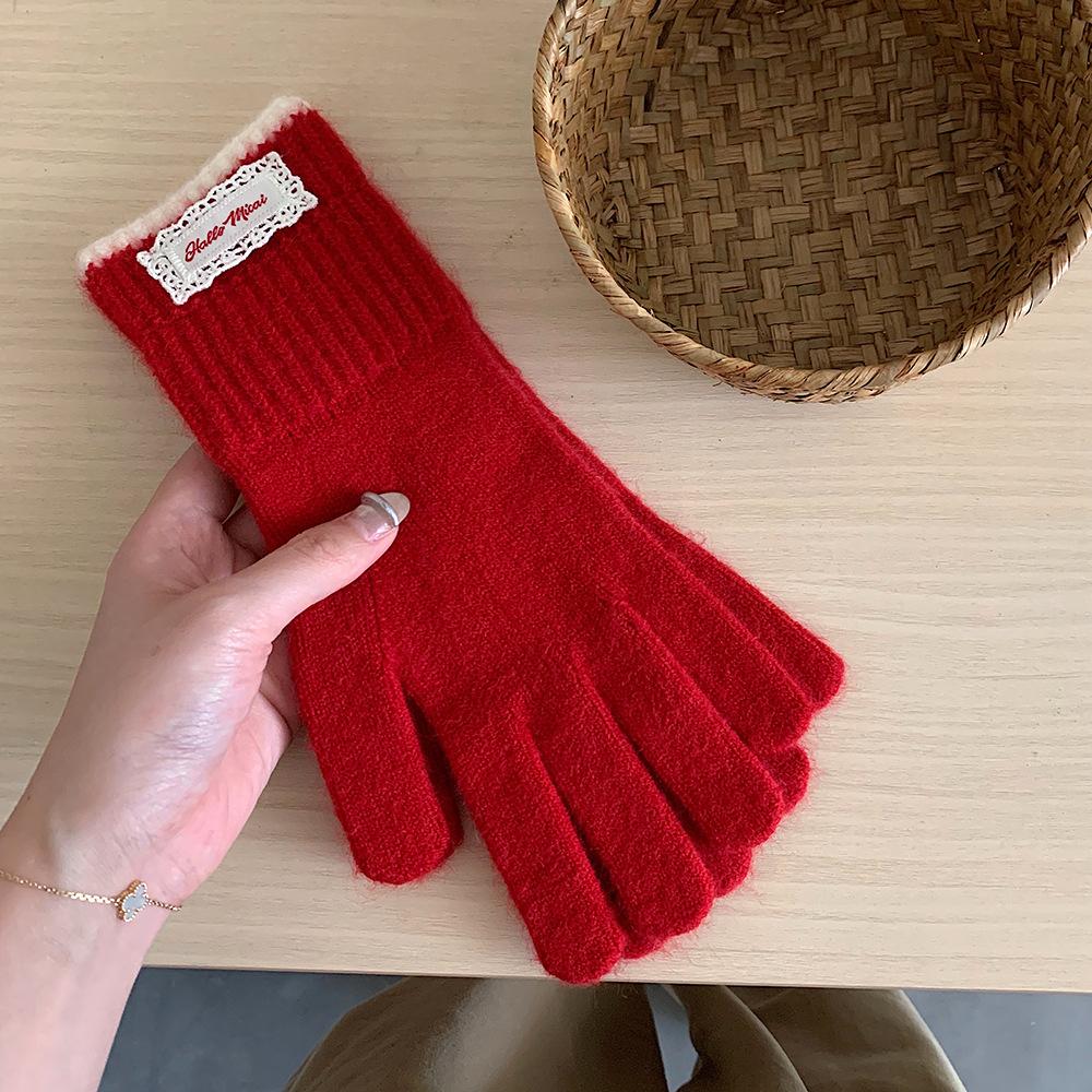 Wool Blend Knitted Gloves, Touchscreen Winter Gloves for Men & Women, Thermal Windproof for Outdoor Cycling, Hiking, Driving
