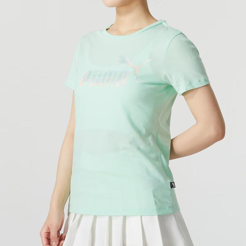Puma Alphabet Print Training Sports Short Sleeve T-Shirt Women Tops Mint-Green 682140-88