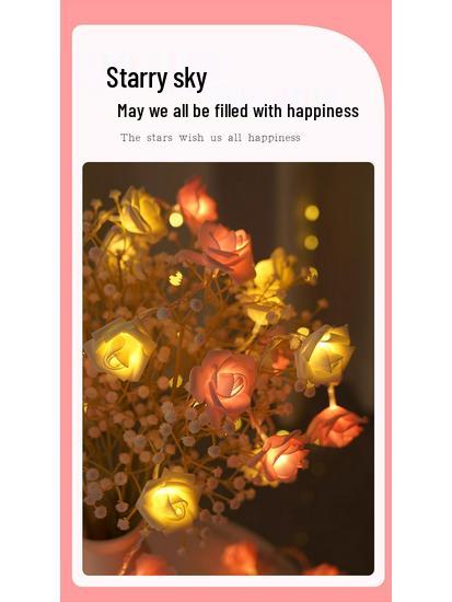 LED Rose String Lights - Romantic Valentine's Day Bedroom Decor