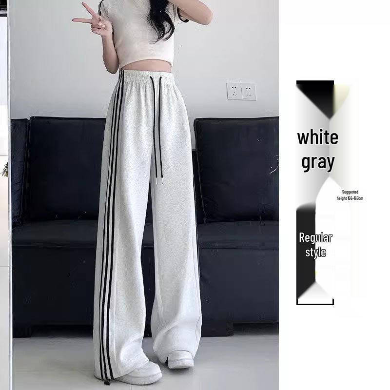 2025 New Spring Casual Girls' Sweatpants - Junior & High School, Loose Straight-Leg Wide Pants