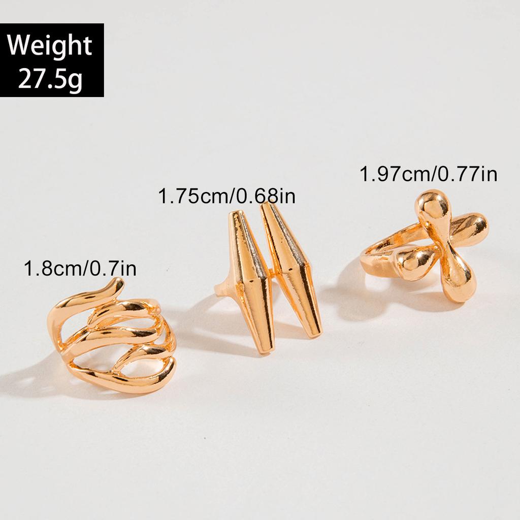 Fashionable irregular geometric openwork ring set design sense peach heart butterfly opening ring for women