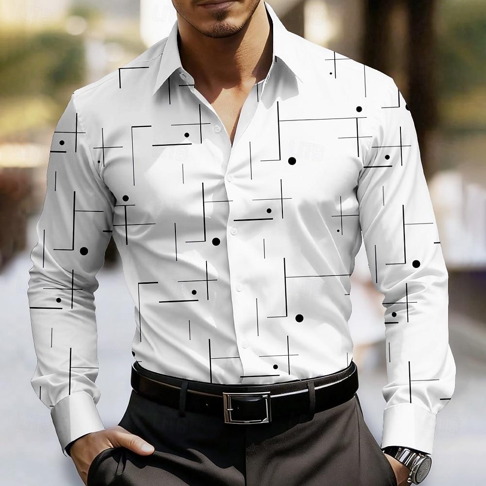 Men's Geometric Round Dots Abstract Art Shirt Button Up Shirt Long Sleeve Fashion Outdoor Dailywear 3D Print Collared Shirts