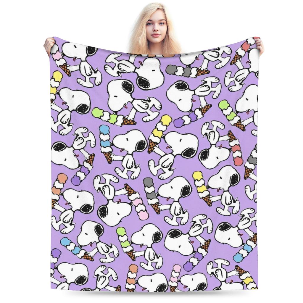 Snoopy & Woodstock Pattern Blankets Fleece Funny Soft Throw Blankets for Bedspread Winter