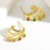 Niche Design Sense Three-claw Diamond Stud Earrings Female Simple Temperament Hollow C-shaped Earrings