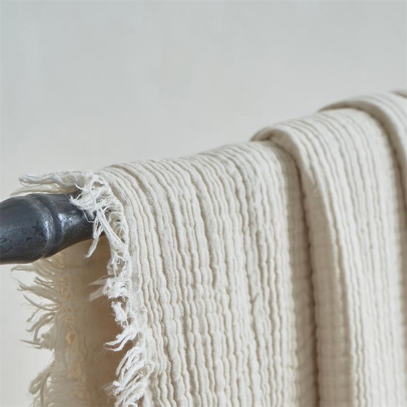 Coperta a Tasselli in Garza a Quattro Strati 100% Cotone Classe A per Divano e Ufficio - Copertura in Cotone per Tutte le Stagioni