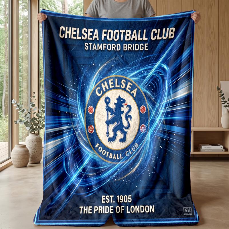 Coperta a tema Chelsea FC Morbida coperta in flanella Coperta morbida da divano Coperta accogliente per divano e letto per la decorazione della casa