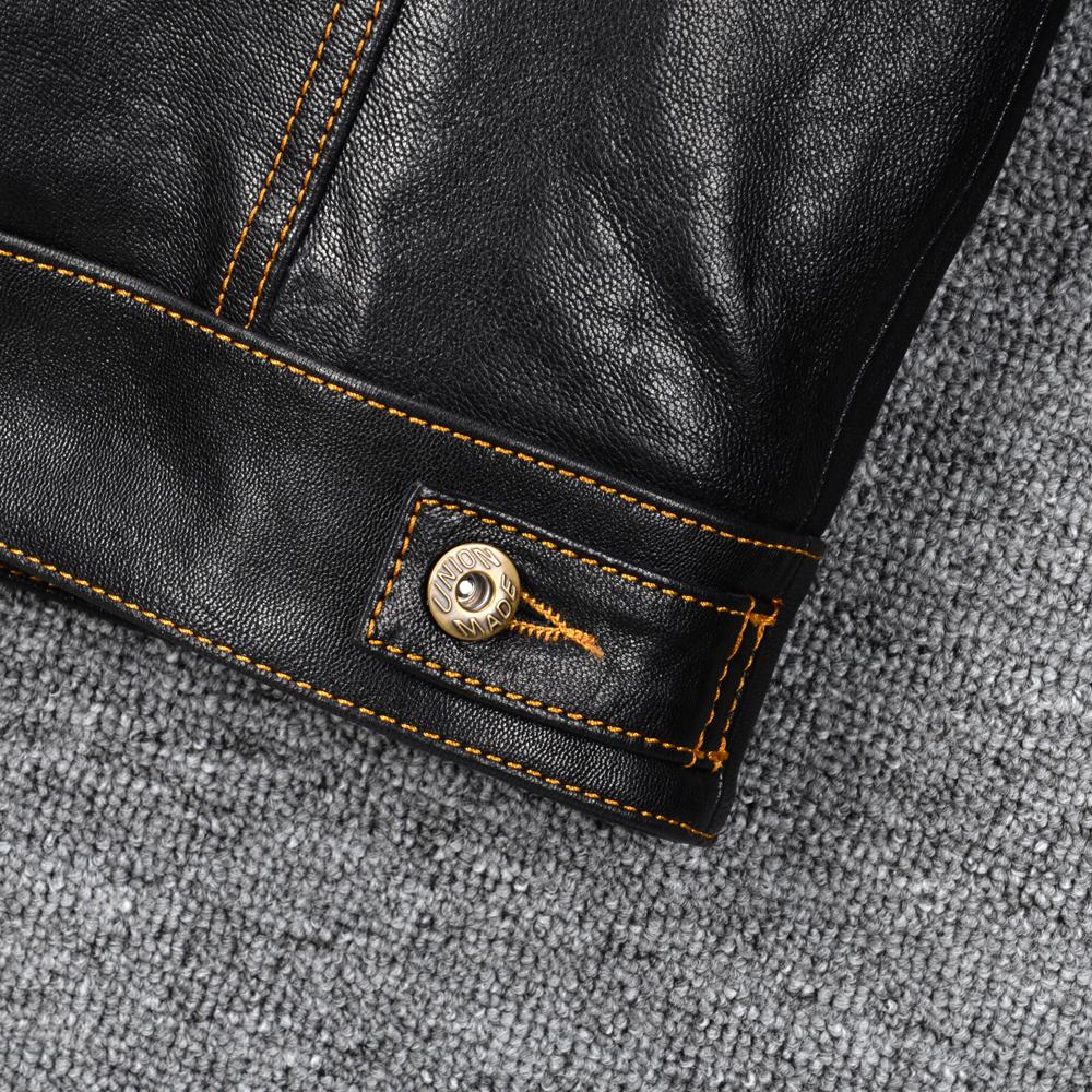 Classic 506 Style Genuine Cow Leather Jacket For Men Blue Black Natural Goatskin Coat Man  Slim Fit Soft Male Clothes Autumn