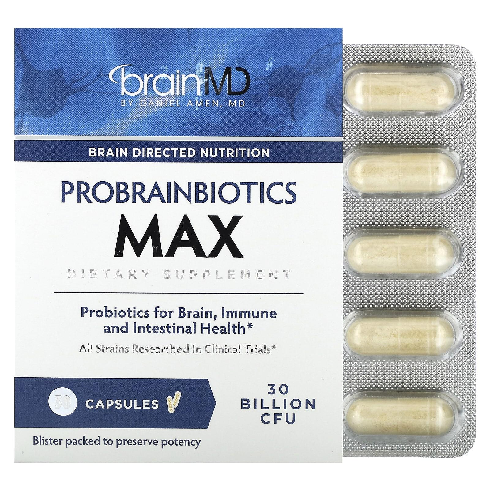

BrainMD, Probrainbiotics Max, 30 млрд КУО, 30 капсул