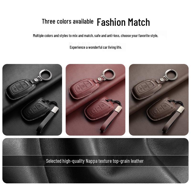 Genuine Leather Key Case for Hyundai Ix35, Santa Fe, Fiesta, Ix25, Elantra, Verna, Mistra