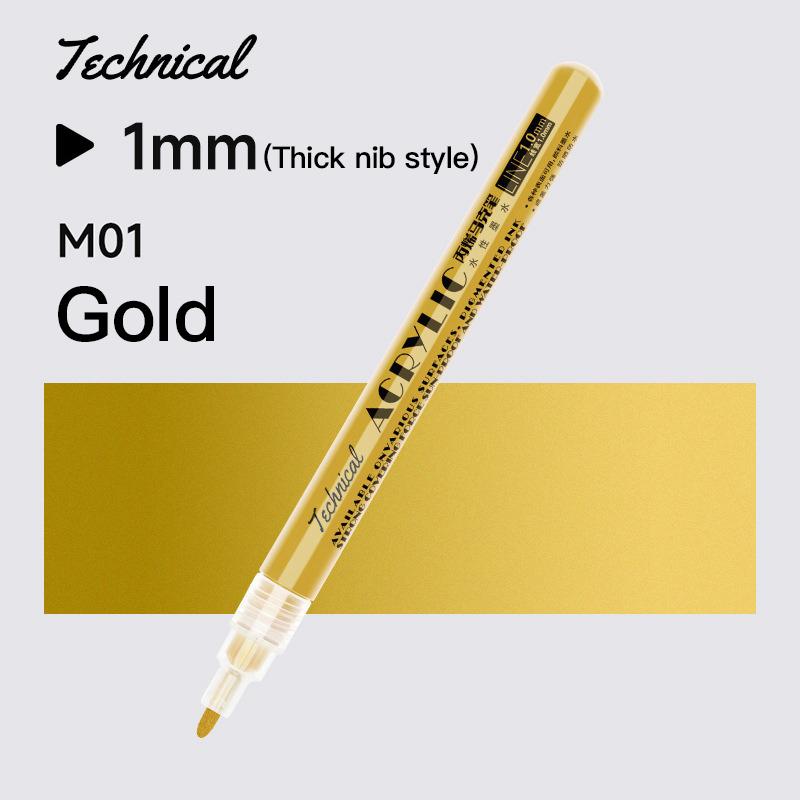 Metallic Marker Pen 0.7/1.0 mm Extra Fine Acrylic Gold Silver Color Pen Back to School Supplies Highlighter Marker DIY Painting