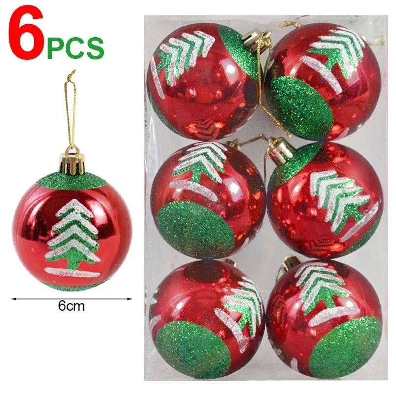 

6-30Pcs Colored Christmas Balls DIY Xmas Tree Decor Hanging Pendant 6cm Christmas Ball Ornaments New Year Party Decoration Gifts 6PCS (1 PACK)