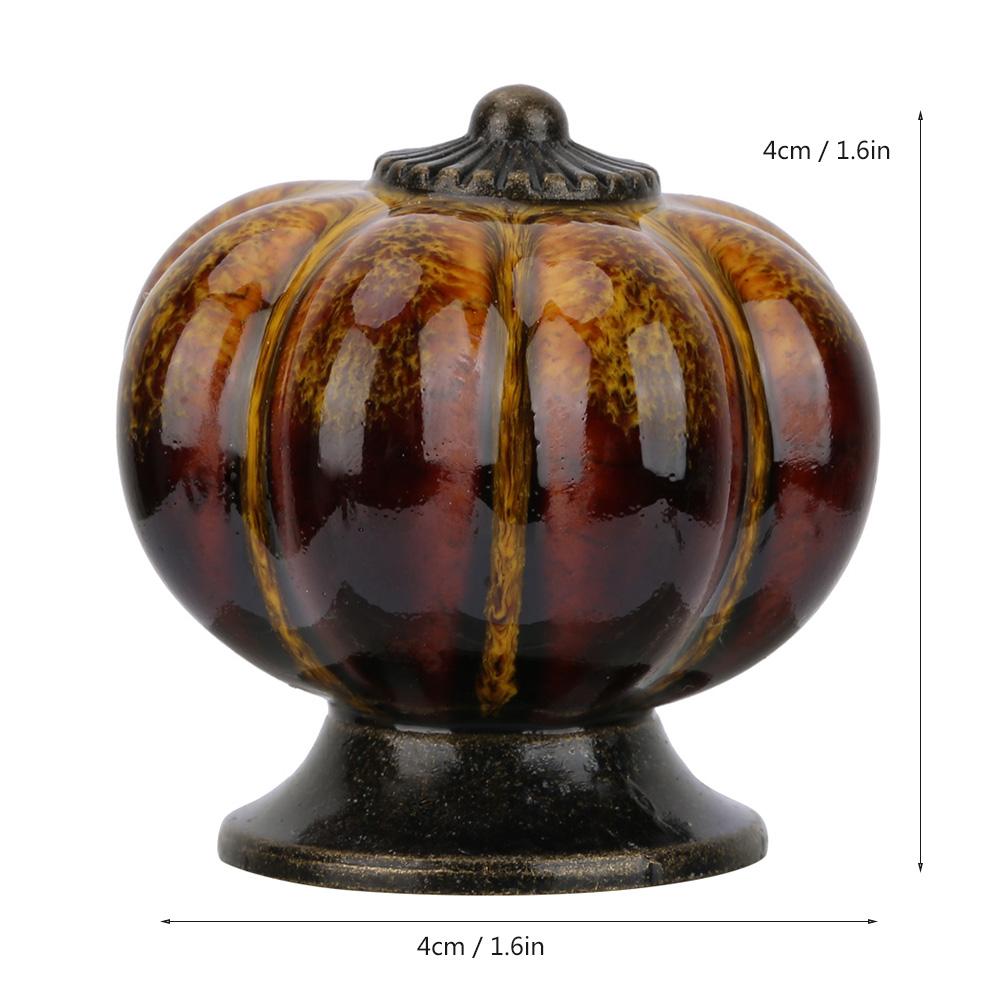 European Ceramic Pumpkin Door Knobs Cabinet Handles Single Hole Cupboard Drawer Pulls (White)
