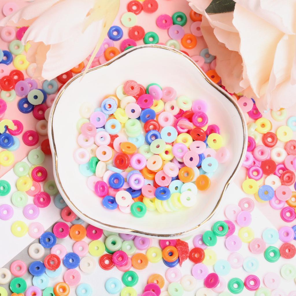 1000 ks jednobarevných volných distančních korálků, ručně vyráběných, náramků, náhrdelníků pro výrobu šperků, 6 mm plochých kulatých disků, akrylových, boho stylů