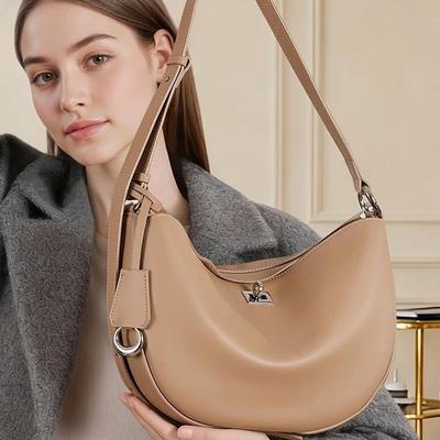 Versatile Genuine Leather Crossbody Bag New Single Shoulder Underarm Bag Dumpling Bag 2025 New Textured Handbag Women's Dumpling Bag