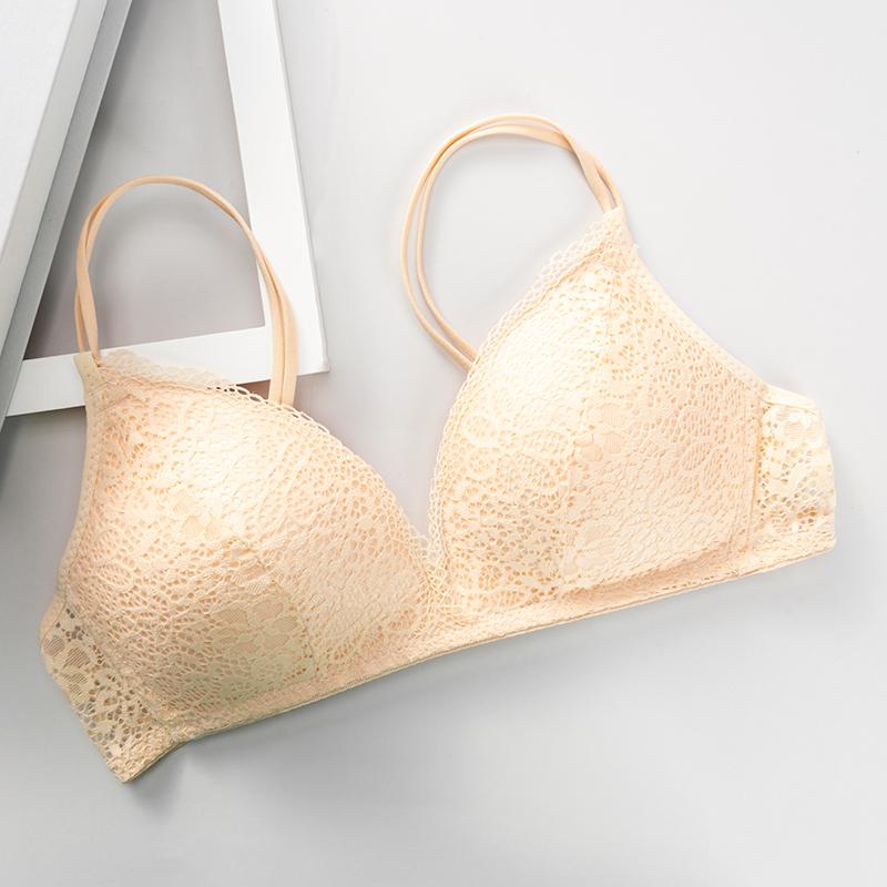 Soutien-gorge Femme Sexy Dentelle Bralette Florale Sans Armatures Bonnets A B Lingerie Sexy Doux Couleur Unie Soutien-gorge