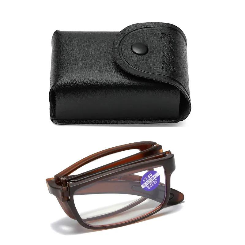 TR90 High Definition Resin Presbyopic Glasses Portable Folding Square Frame Anti-blue Reading Glasses Fashion Far Sight Glasses