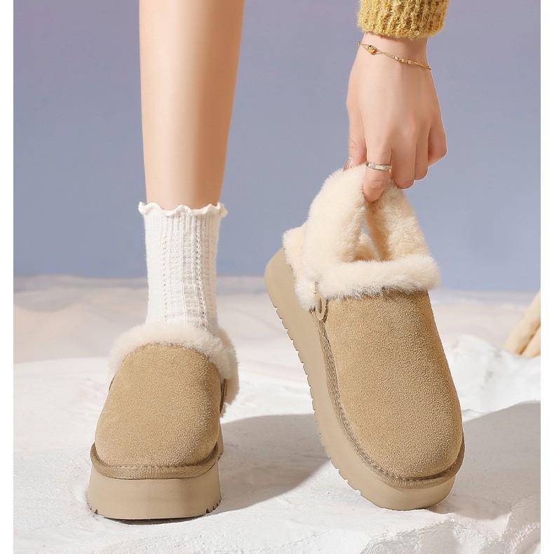 Thick-soled velvet thickened snow boots women's 2025 new winter Sangpo Village warm fluffy shoes thickened slippers women