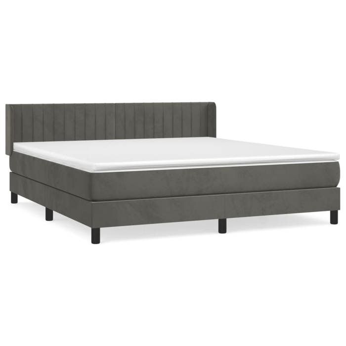 3131088 vidaXL Divan Bed and Mattress Dark Grey 160x200cm Velvet