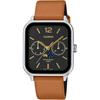 Casio Standard Moon Phase Analog Men's Watch MTP-M305L-1AV Brown Leather Band Black Dial