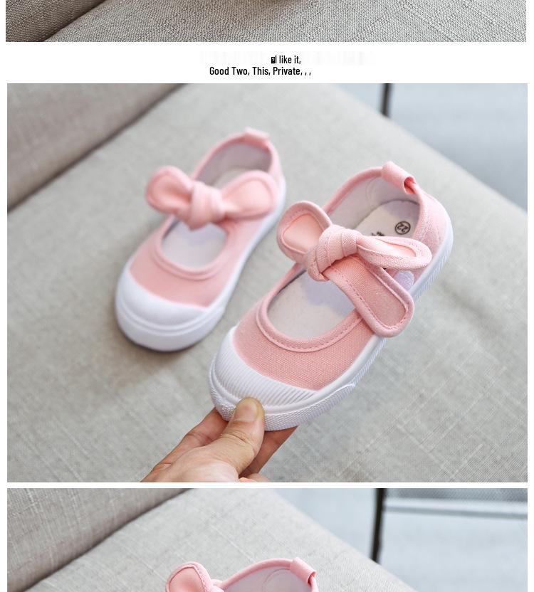 Korean Style Girls' Princess Canvas Velcro Shoes - Soft Sole for Spring & Autumn