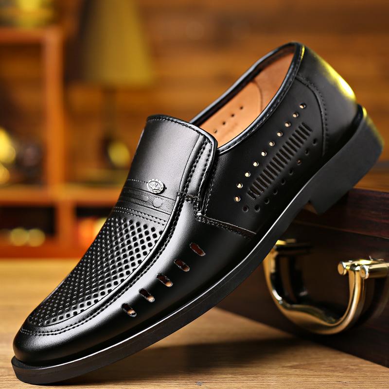Manufacturer Sandals Men S Leather Middle-Aged And Elderly Father Shoes Casual Hollow Hole Shoes 38