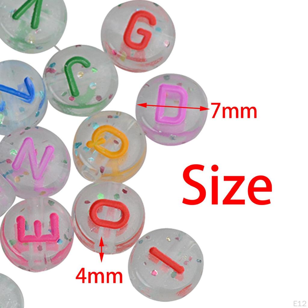 200 Pieces Acrylic Jewelry Beads 1.5 Mm Hole Loose Beads, Alphabetic Number Bead, for Key Chains