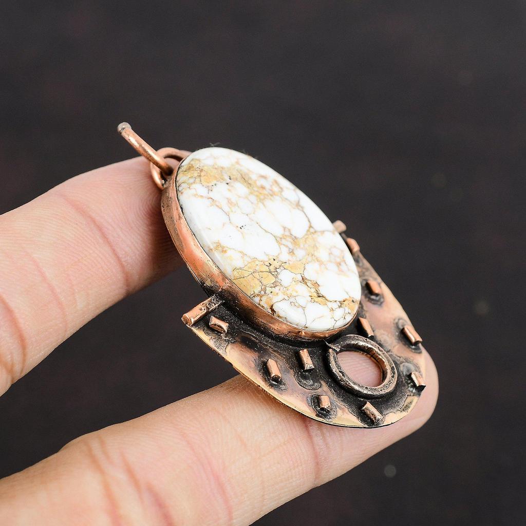 Wild Horse Magnesite Pendant Copper Pendant Handmade Pendant Wild Horse Magnesite Jewelry Gemstone Pendant For Gift Copper Design Jewelry