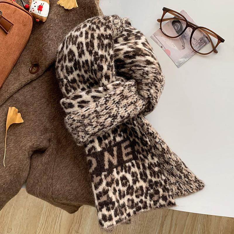 Leopard Print Scarf Women's Winter Autumn and Winter Atmosphere New Couple Scarf Warm and Thickened Korean Versatile