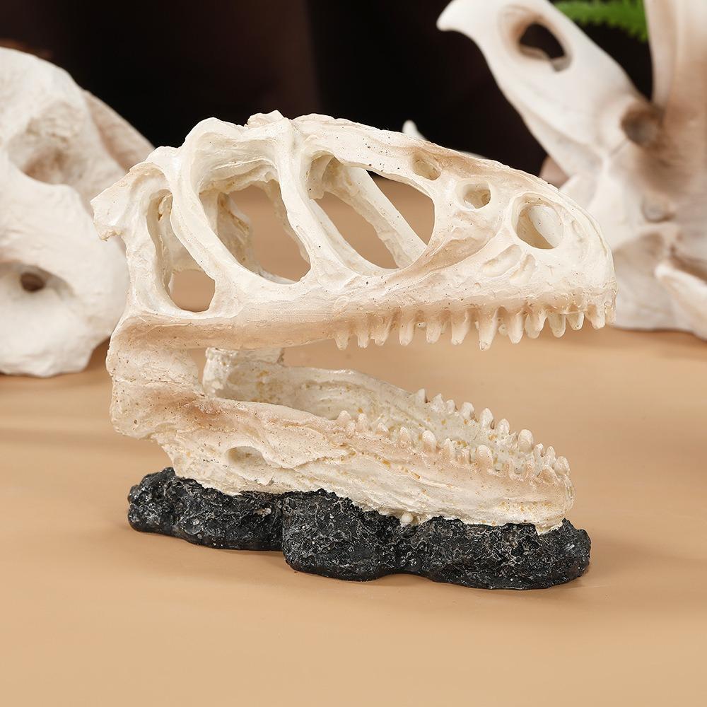 Resin Animal Skull Ornament Lifelike Fish Tank Ornament Dinosaur Head Skull Ornament  Aquarium