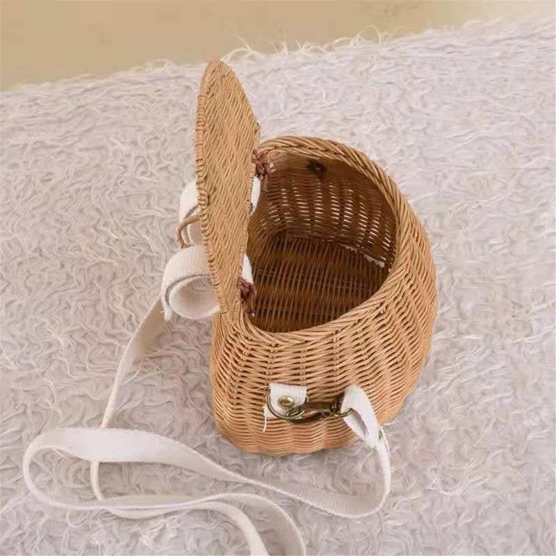 Wicker Baskets Kids Basket Wicker Basket Front Bicycle Storage Basket Wicker Straw Backpack Multi-use Picnic Basket for Girl Boy