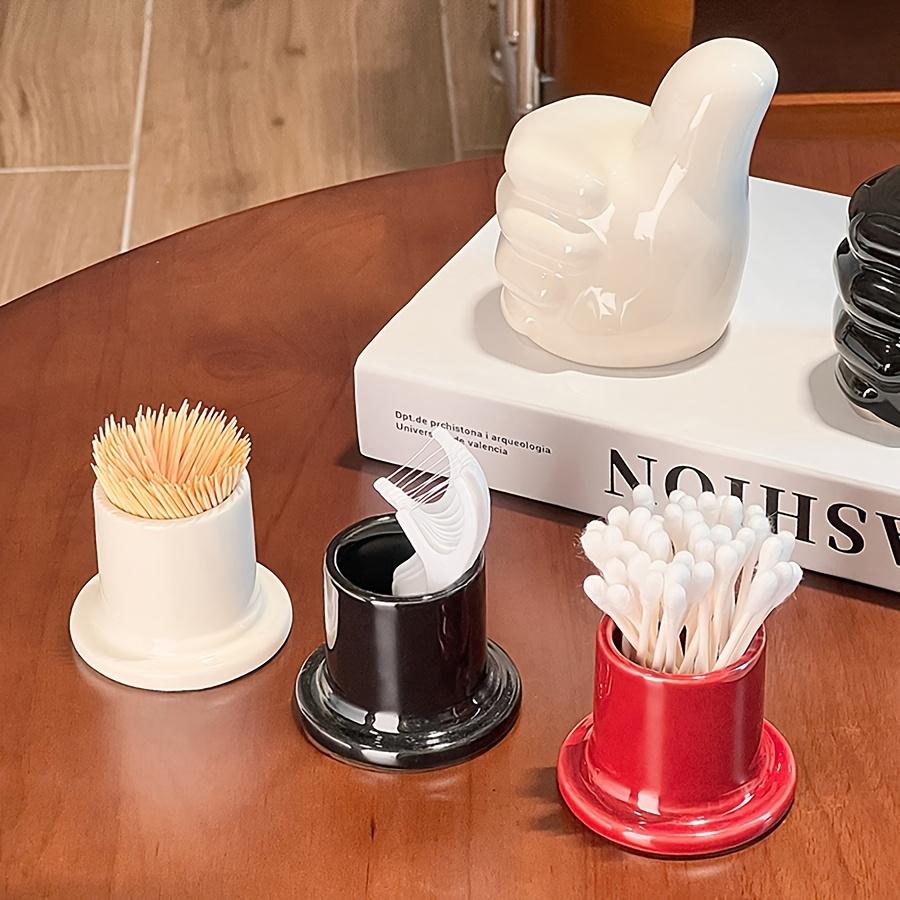 1pc Creative Thumb-Shaped Ceramic Toothpick Holder - Durable Ceramic Kitchen ,Dining Decor, Holds Toothpicks, Swabs , Floss, Red/Black/White,