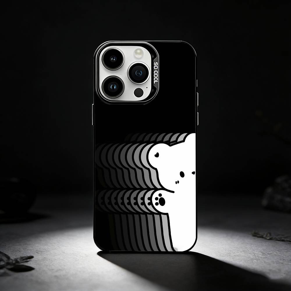 Phantom Gradient Cartoon Phone Case For iPhone 17,16,15,14,13,12,11 Plus,Pro Max,XS,Colored Silver Phone Case