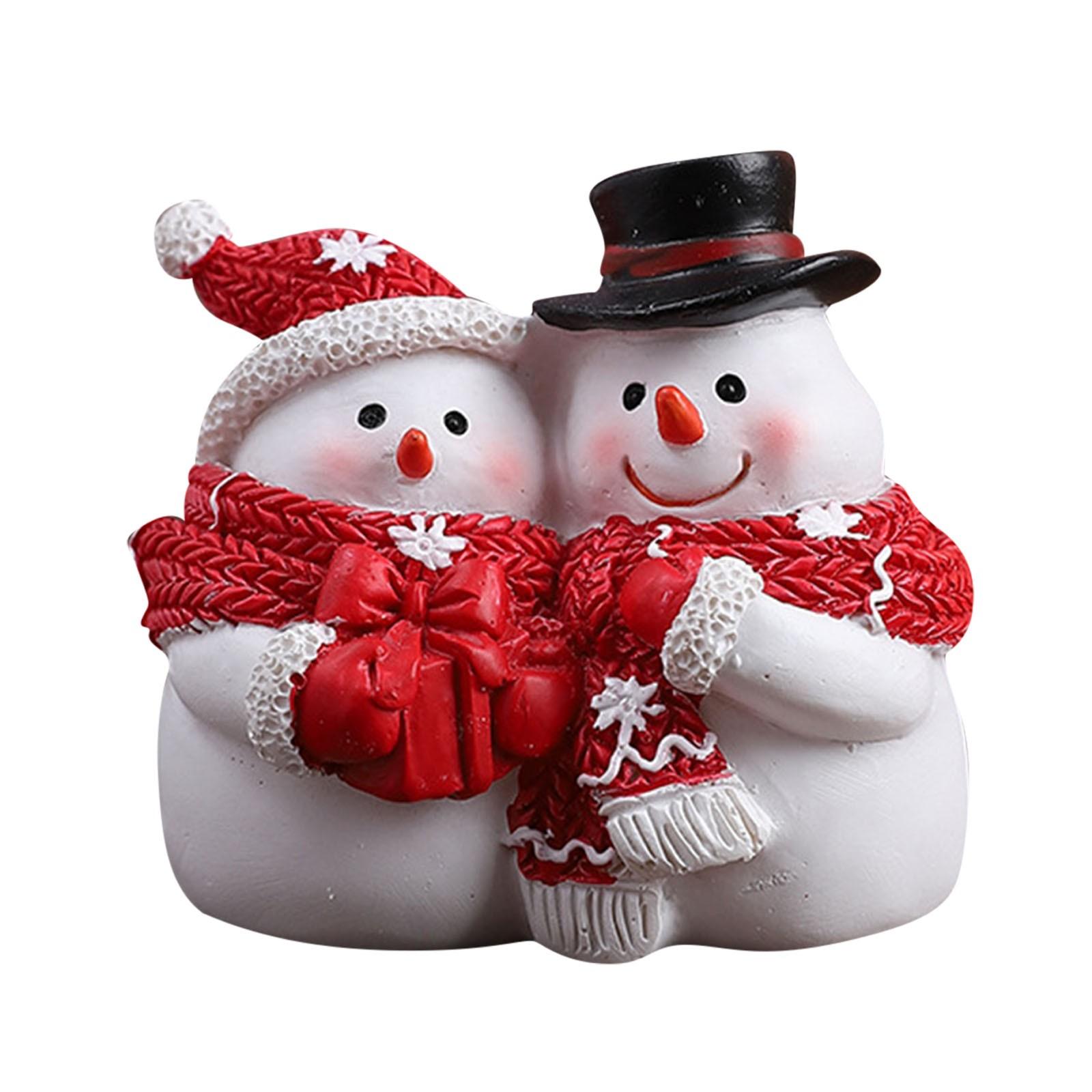 Snowman Figurine Christmas Snowman Decorations Resin Christmas Tabletop Decorations Handmade Resin Christmas Keepsake Ornament One Size белый