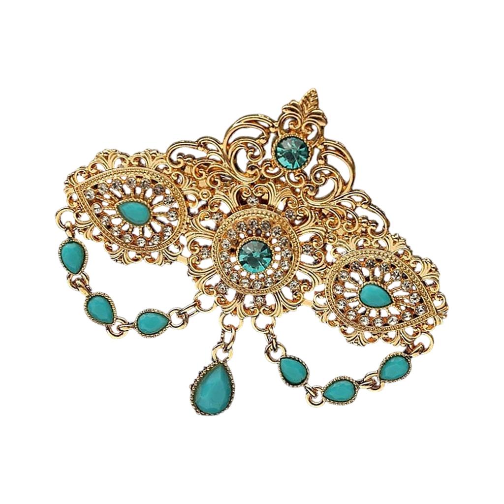 Exotic Morocco Crystals Brooch Featuring Hollow Out Designs Tassels For Bridal Women Attire