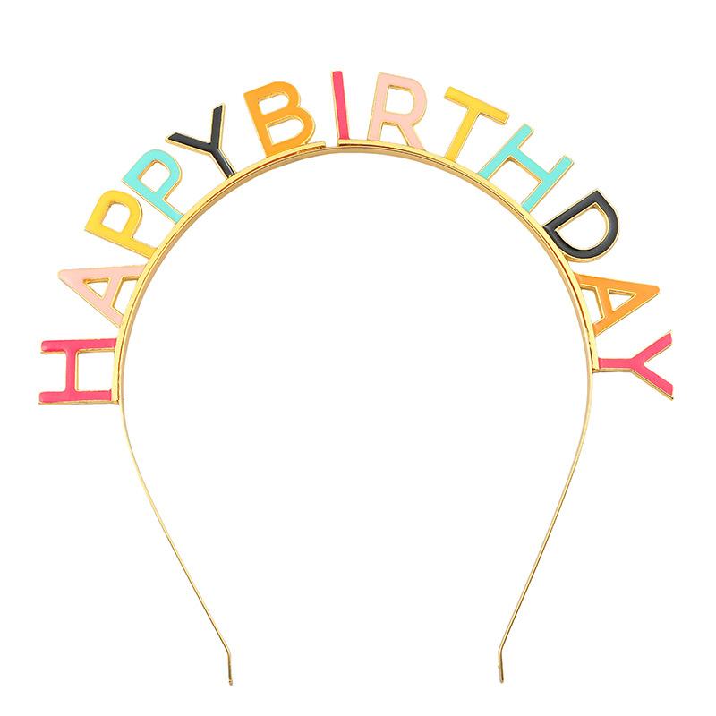 Birthday Party Headband IT'S MY BIRTHDAY Drip Oil Colored Letters Birthday Crown Girl Headwear