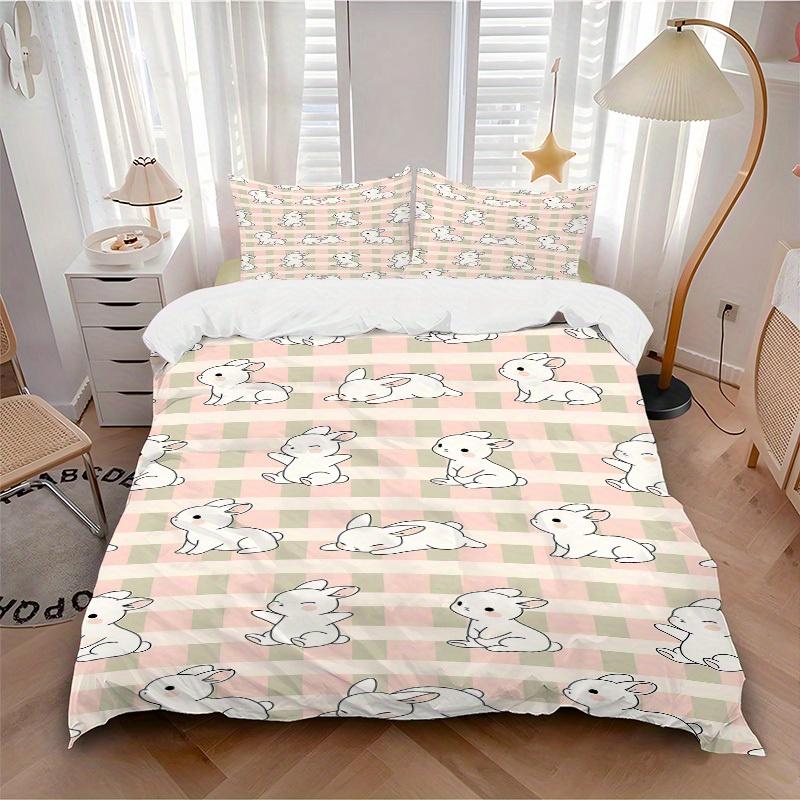 

3pcs Animal-themed Bunny Rabbit Soft and Comfortable Breathability, Bedding Set, Machine Washable, Suitable for All Seasons158 135x200cm