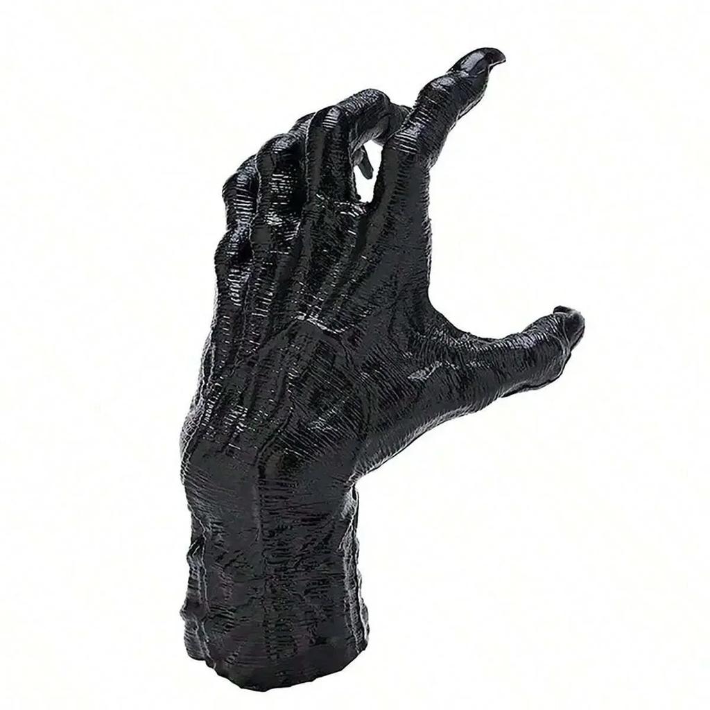 1pc, Black Resin Demon Claw Wall Hanger Halloween Party Decor Spooky 3D Hand Sculpture, Wall Mounted Jewelry Holder, Home Deco