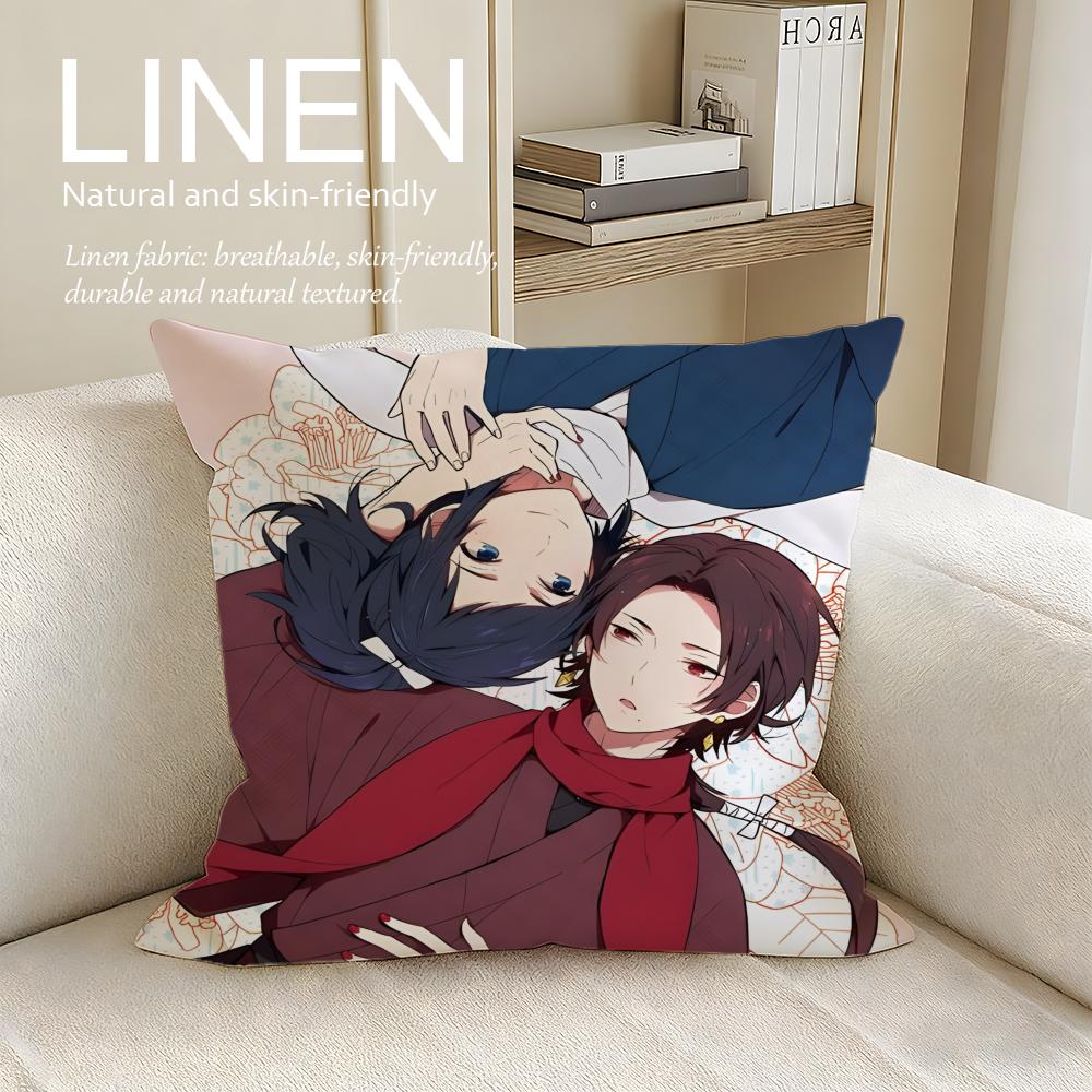 

Anime Touken Ranbu Hanamaru Cushion Cover Pillowcase Set Pcs x x Breathable Washable Sofa Cushion Cover 30X30cm