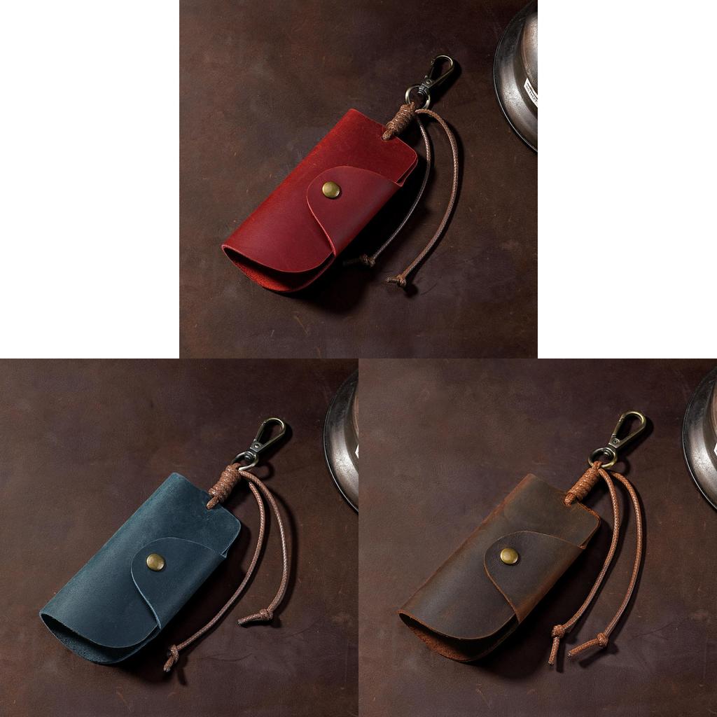 Leather Key Wallet With Vintage Cowhide For Daily Use And Gift