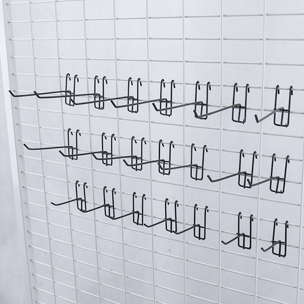 10Pcs Durable Retail Shop Mesh Stall Hangers Wall Hook Reusable Supermarket Shelf Hook Universal Metal Mesh Panel Hooks