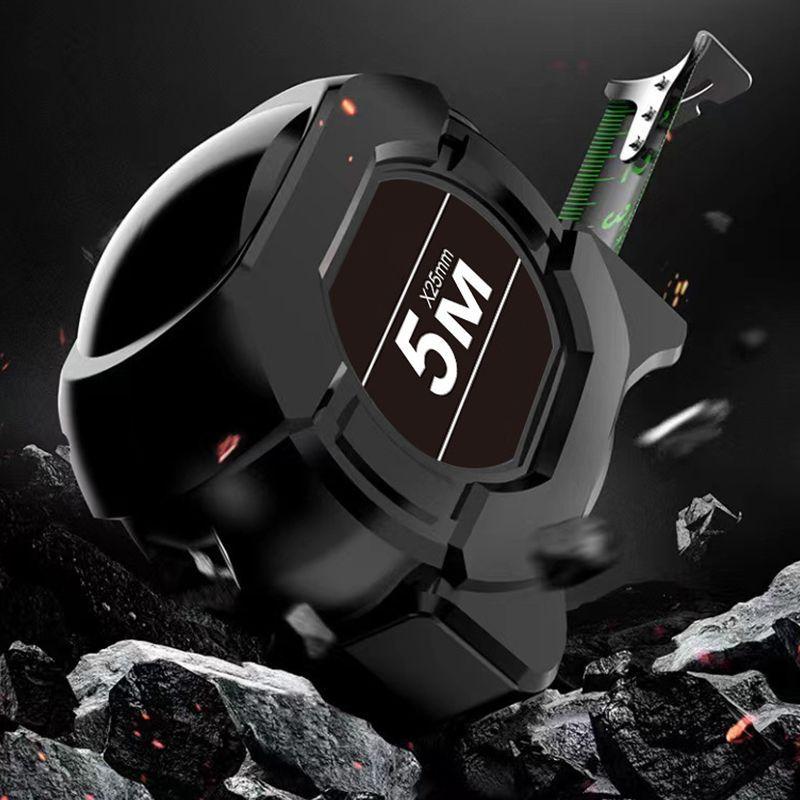 Nouă bandă de măsurare din oțel cu autoblocare Bandă fluorescentă neagră 5M Bandă de măsurare îngroșată, rezistentă la uzură, rezistentă la cădere, de înaltă precizie