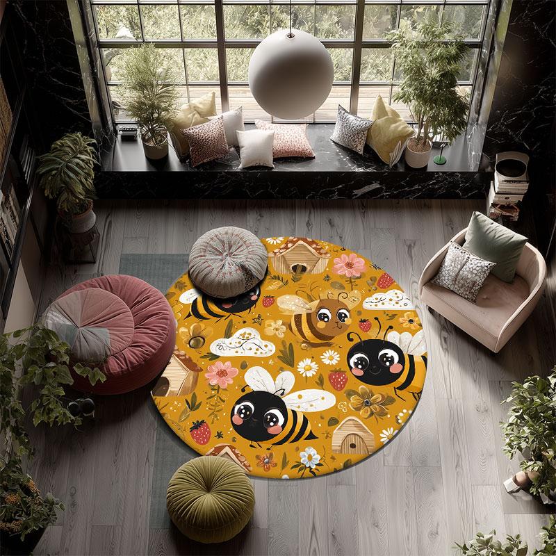 Animal Stickers Pattern Round rug,Carpet Rug for Living Room Bedroom Playroom ,Non-slip Floor Mat,Holiday Gifts and Birthday Gifts.