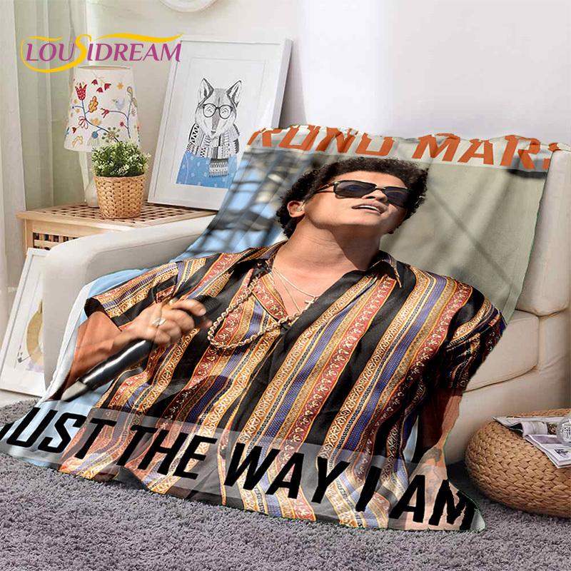 Bruno Mars 3D Singer Star Soft Flannel Blankets,Throw Blanket Comfortable Blanket for Picnic Beds Home Bedroom Cover Kids Gift