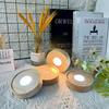 Round Wooden LED Light Base Multicolor LED Light Art Display Base Rechargeable Lamp Holder  Cafes